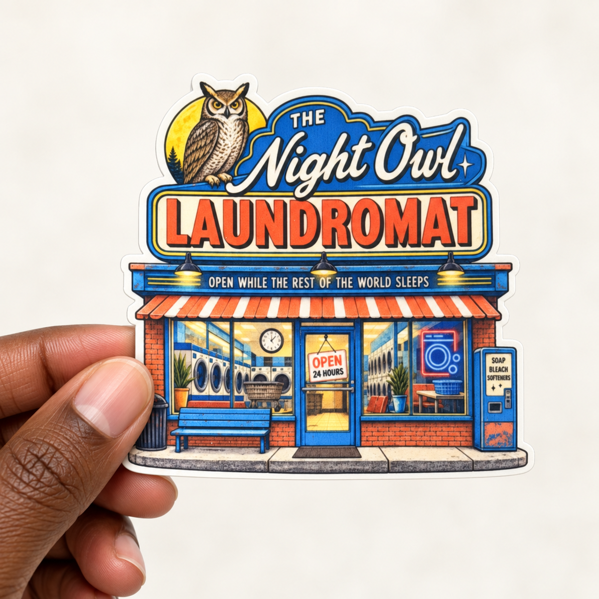 The Night Owl Laundromat Sticker