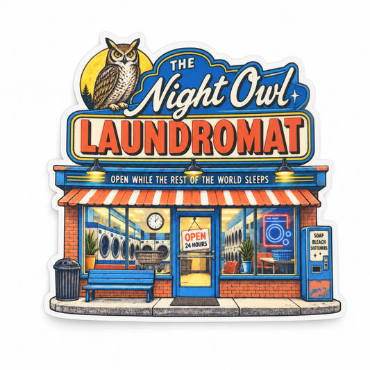 The Night Owl Laundromat Sticker